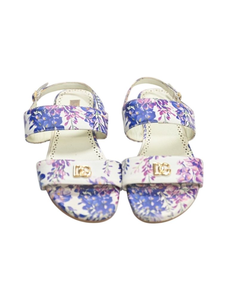 Dolce & Gabbana Nappa Stampata Leather Sandals In White Purple